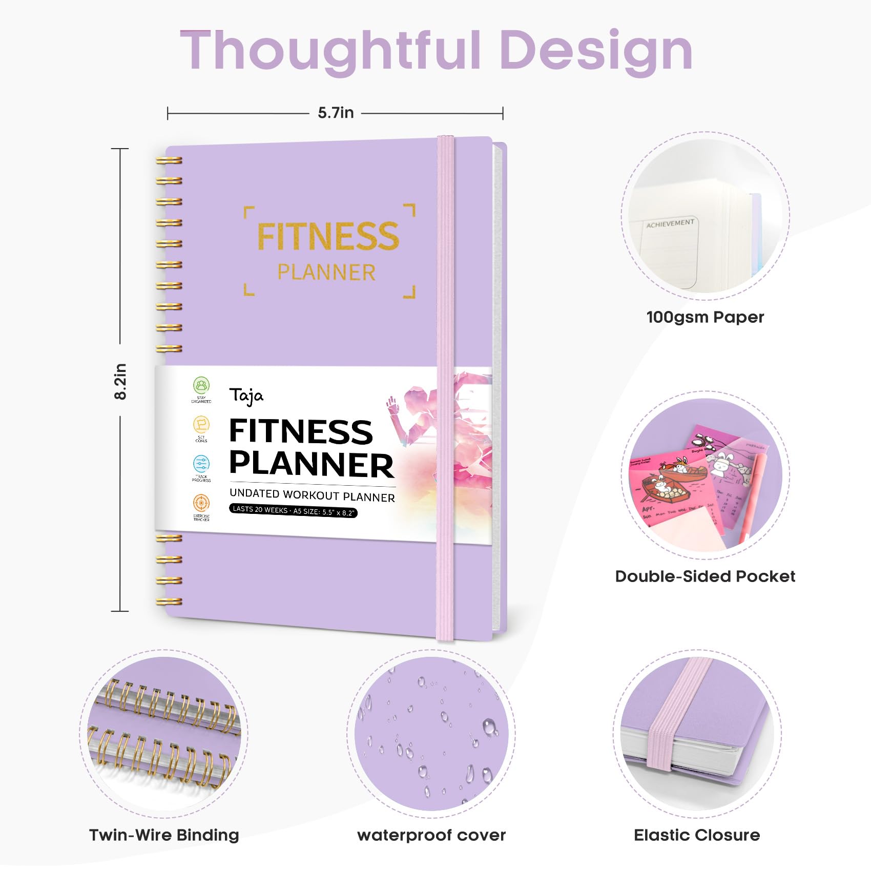 Fitness Workout Journal for Women & Men, A5(5.5" x 8.2") Workout Log Book Planner for Tracking, Progress, and Achieving Your Wellness Goals - Green - My Store