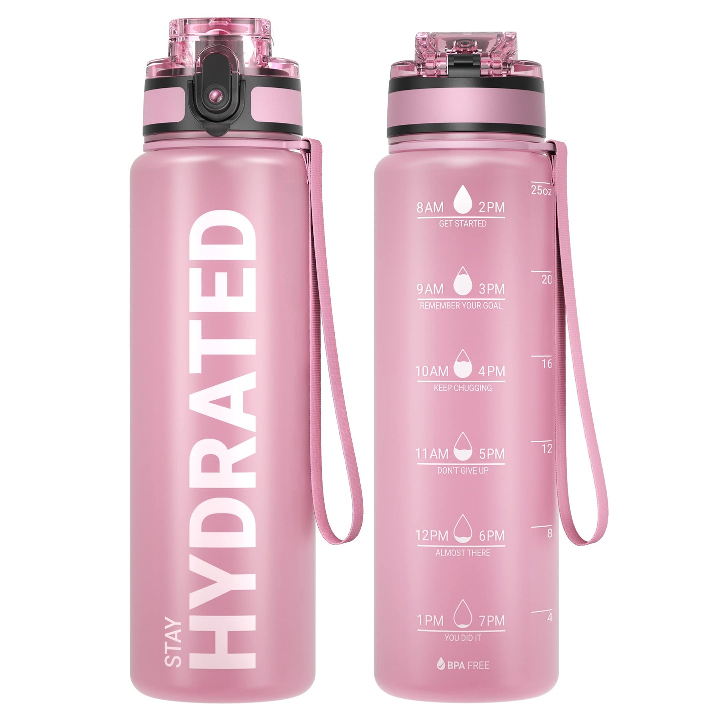 Sahara Sailor Water Bottle, 32/25/17oz Durable and Leakproof Water Bottles Motivational with Time Marker, Tritan, BPA Free, Wide Mouth with Easy Clean Brush for Gym, Travel, School, Office (1 Bottle) - My Store