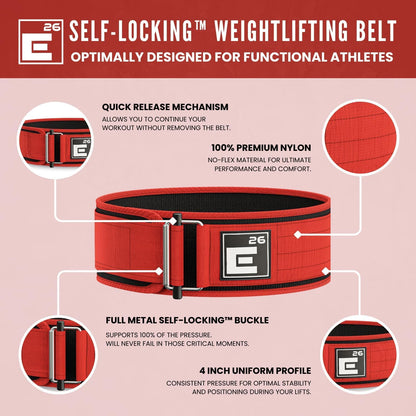 Element 26 Self-Locking Weight Lifting Belt - Premium Weightlifting Belt for Serious Functional Fitness and Olympic Lifting Athletes - Lifting Support for Men and Women - Deadlift Training Belt - My Store