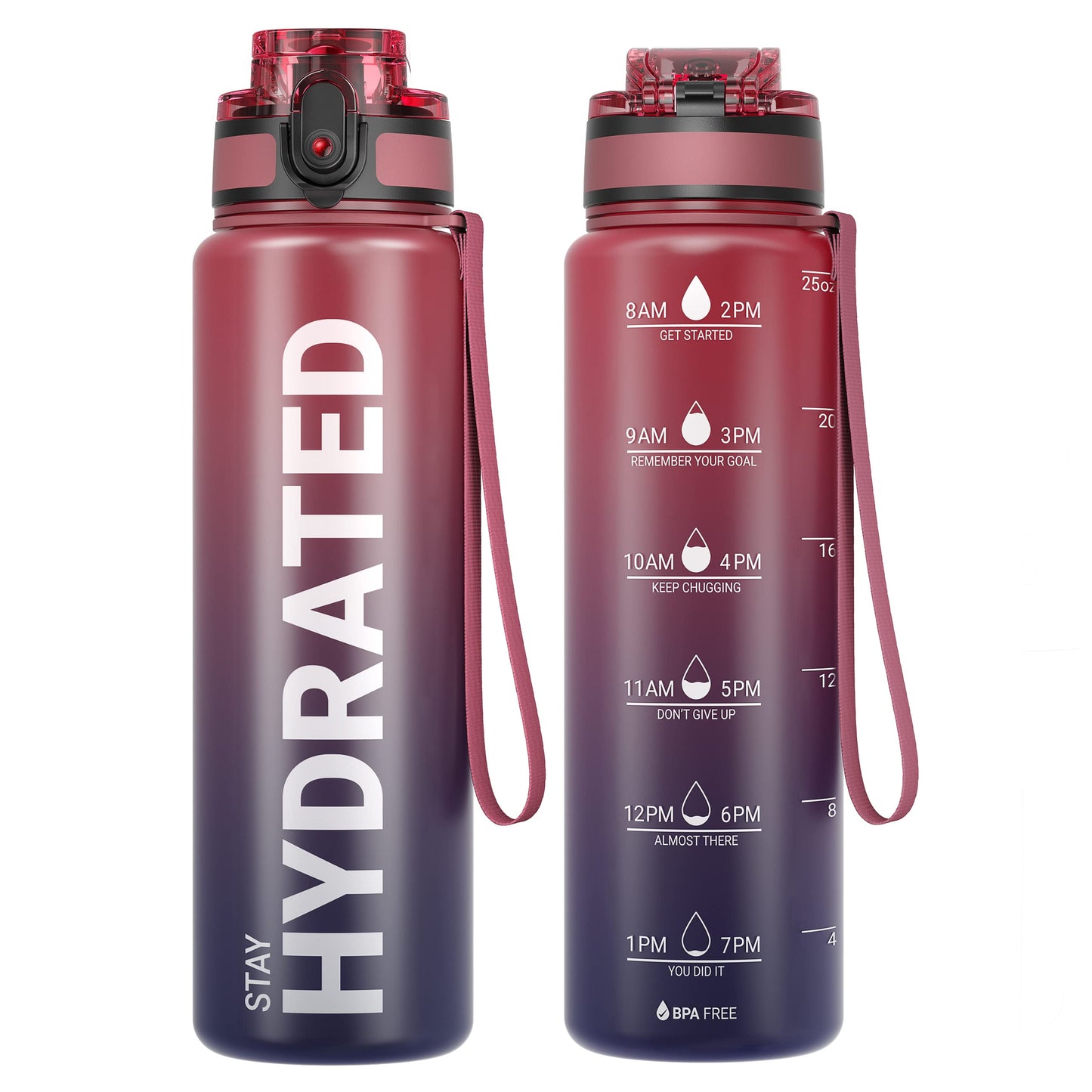 Sahara Sailor Water Bottle, 32/25/17oz Durable and Leakproof Water Bottles Motivational with Time Marker, Tritan, BPA Free, Wide Mouth with Easy Clean Brush for Gym, Travel, School, Office (1 Bottle) - My Store