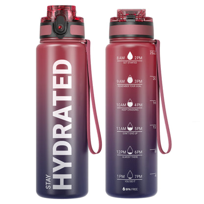 Sahara Sailor Water Bottle, 32/25/17oz Durable and Leakproof Water Bottles Motivational with Time Marker, Tritan, BPA Free, Wide Mouth with Easy Clean Brush for Gym, Travel, School, Office (1 Bottle) - My Store