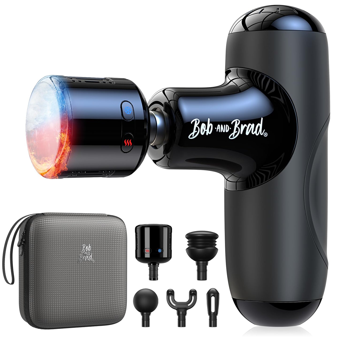 BOB AND BRAD Q2 Pro Mini Massage Gun with Heat and Cold Head,Pocket-Sized Deep Tissue Massager Gun,Portable Percussion Muscle Massager Gun, Ultra Small&Quiet Muscle Massage Gun - My Store