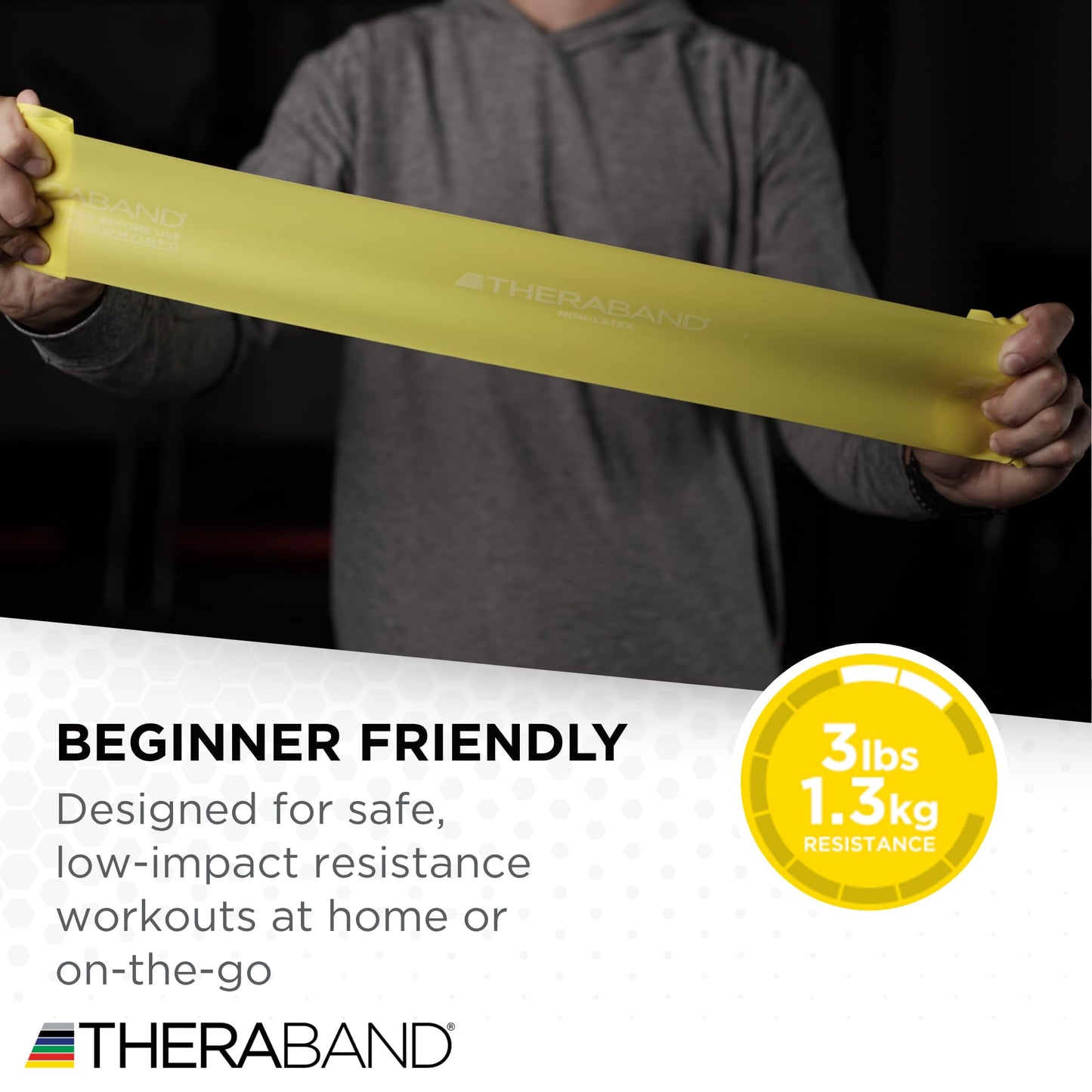THERABAND Resistance Bands Set, Beginner Kit, Yellow, Red, Green, Non-Latex Elastic Bands for Exercise & Physical Therapy, Strength Training Bands for Upper & Lower Body Fitness - My Store
