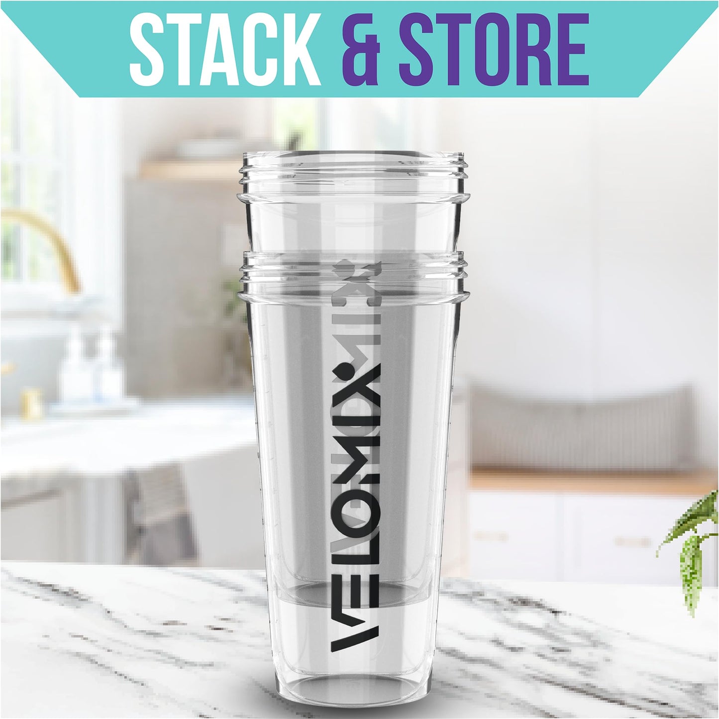 VELOMIX - 2 Pack- 28 oz Protein Shaker Bottles for Protein Mixes - 2x Wire Whisk | Leak Proof Shaker Cups for Protein Shakes | Protein Shaker Bottle Pack (Black/Transparent) - My Store