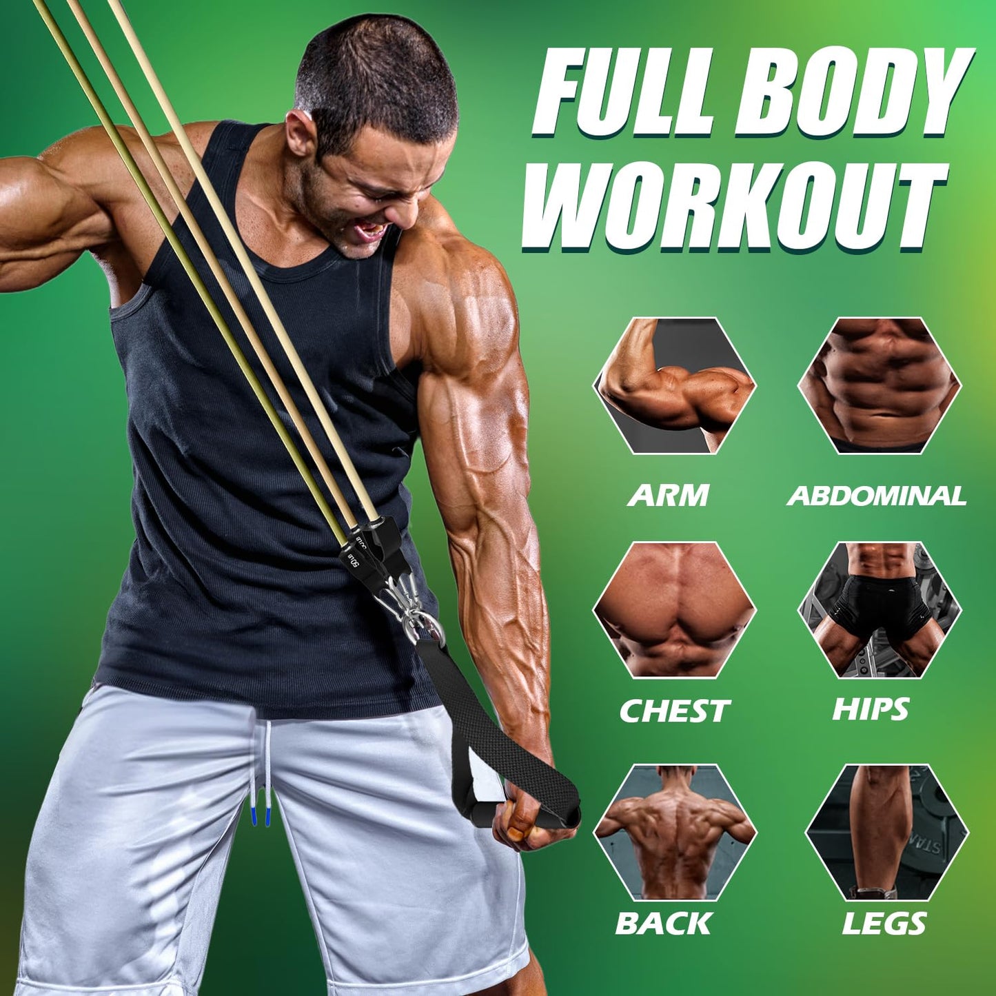 WHATAFIT Resistance Bands, Exercise Bands，Resistance Bands for Working Out, Work Out Bands with Handles for Men and Women Fitness, Strength Training Home Gym Equipment - My Store