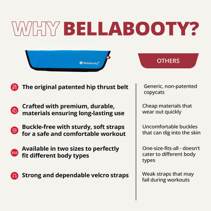 Bellabooty OG Belt - Bellabooty Exercise Hip Thrust Belt – For Dumbbells, Kettlebells, and Plates – Slip-Resistant Padding for Hip Protection – Perfect for Gym, Home, and On-the-Go Workouts