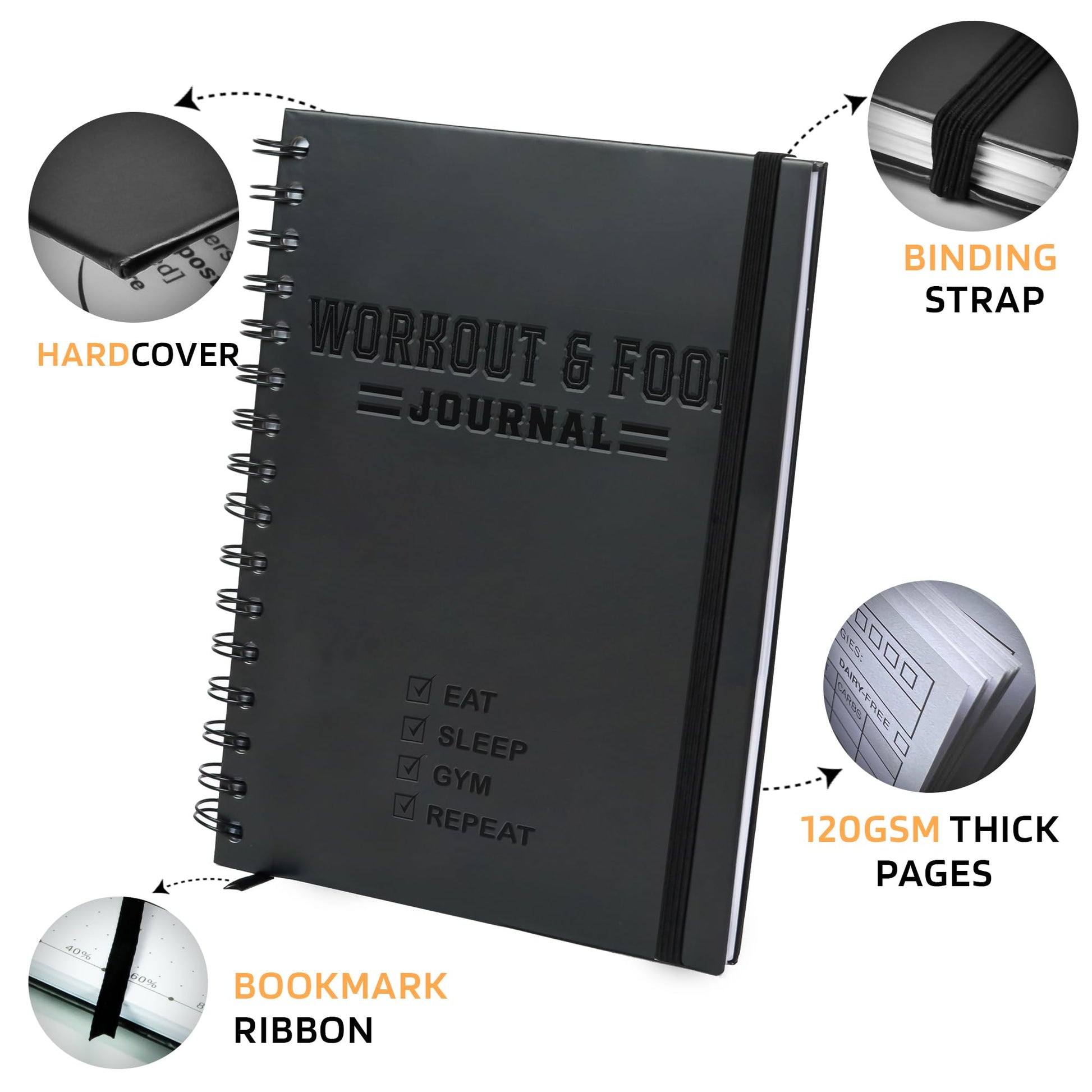 Nextnoid Hardcover Fitness Journal Workout Planner for Men & Women - A5(5.7" x 8.3") Sturdy Workout Log Book to Track Gym & Home Workouts - My Store