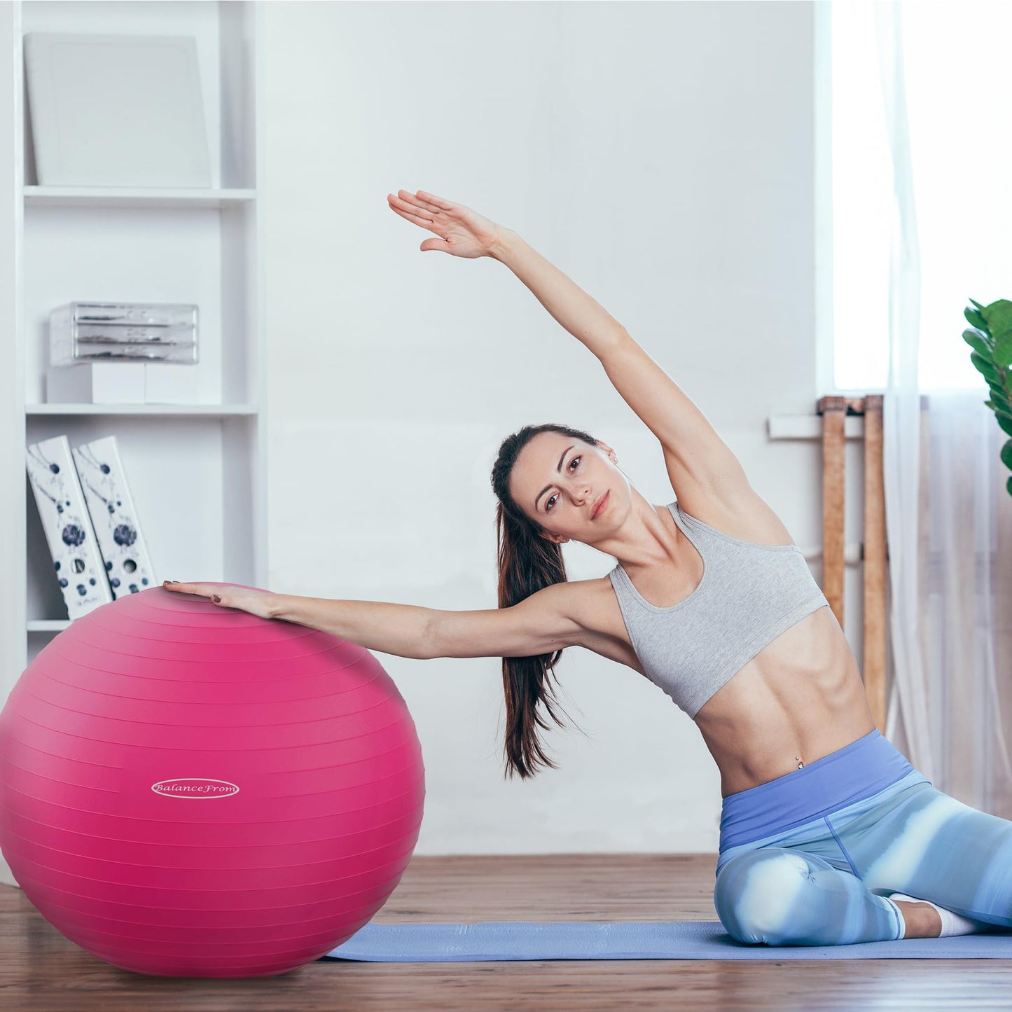 Anti-Burst and Slip Resistant Exercise Yoga Fitness Birthing Ball with Quick Pump, 2,000-Pound Capacity, Multiple Colors and Sizes - My Store