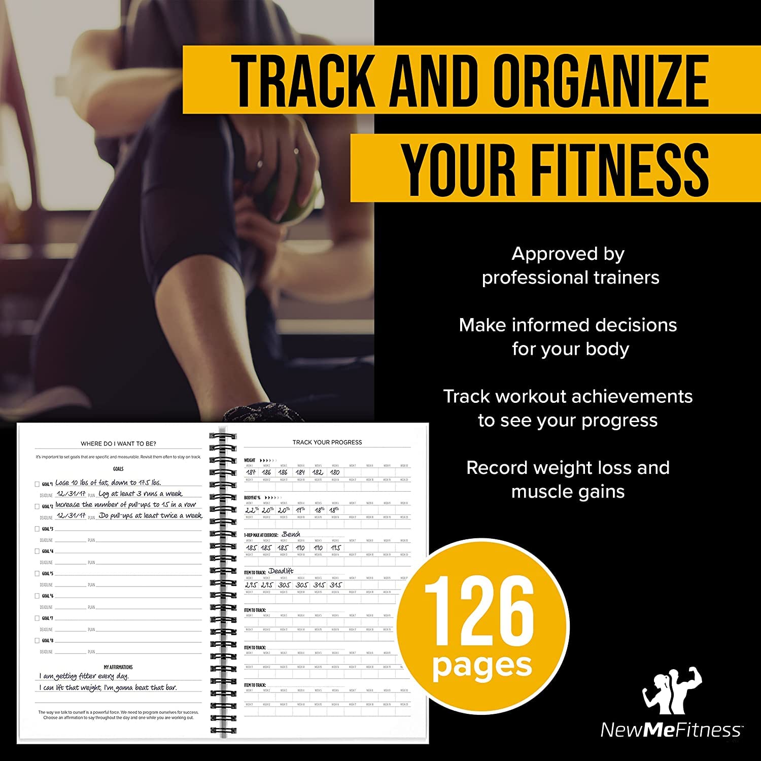 NewMe Fitness Journal for Women & Men, Food & Workout Journal, Planner Log Book to Track Weight Loss, Muscle Gain, Home Gym Exercise, Bodybuilding Progress, Daily Nutrition & Personal Health Tracker - My Store