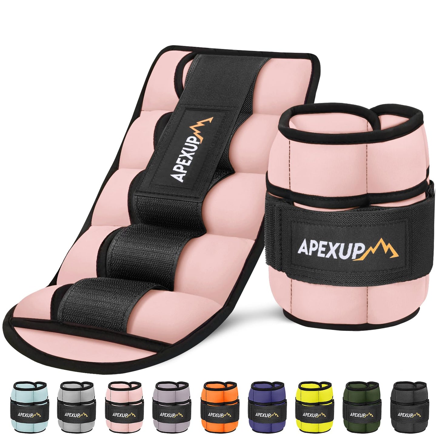 APEXUP 10lbs/Pair Adjustable Ankle Weights for Women and Men, Modularized Leg Weight Straps for Yoga, Walking, Running, Aerobics, Gym