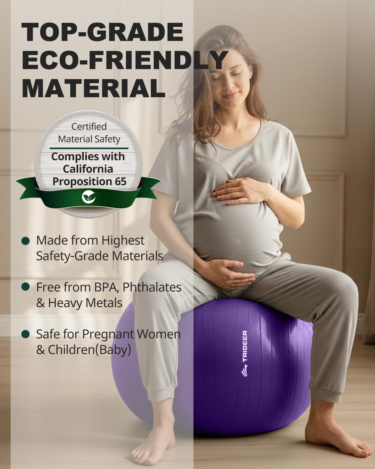 Trideer Extra Thick Yoga Ball Exercise Ball, 5 Sizes Gym Ball, Heavy Duty Ball Chair for Balance, Stability, Pregnancy, Quick Pump Included - My Store