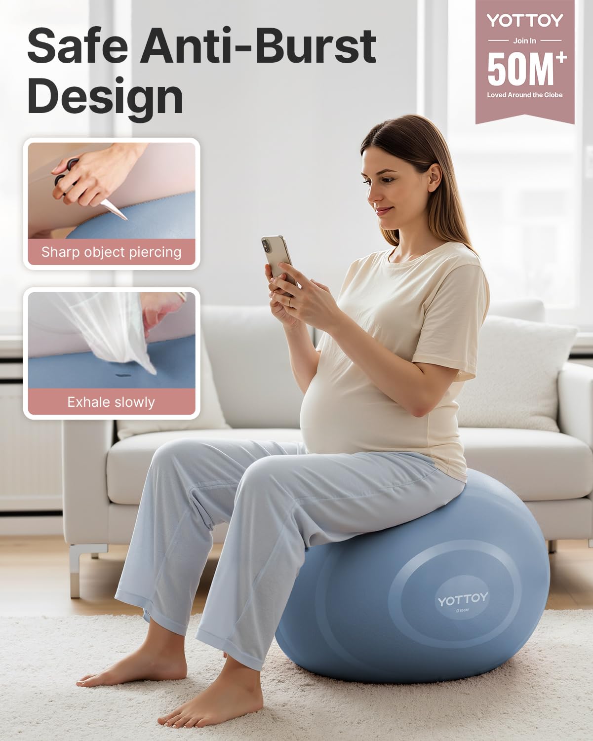 YOTTOY Anti-Burst Exercise Ball for Working Out, Yoga & Pregnancy, Extra Thick Workout Ball for Physical Therapy & Fitness - My Store