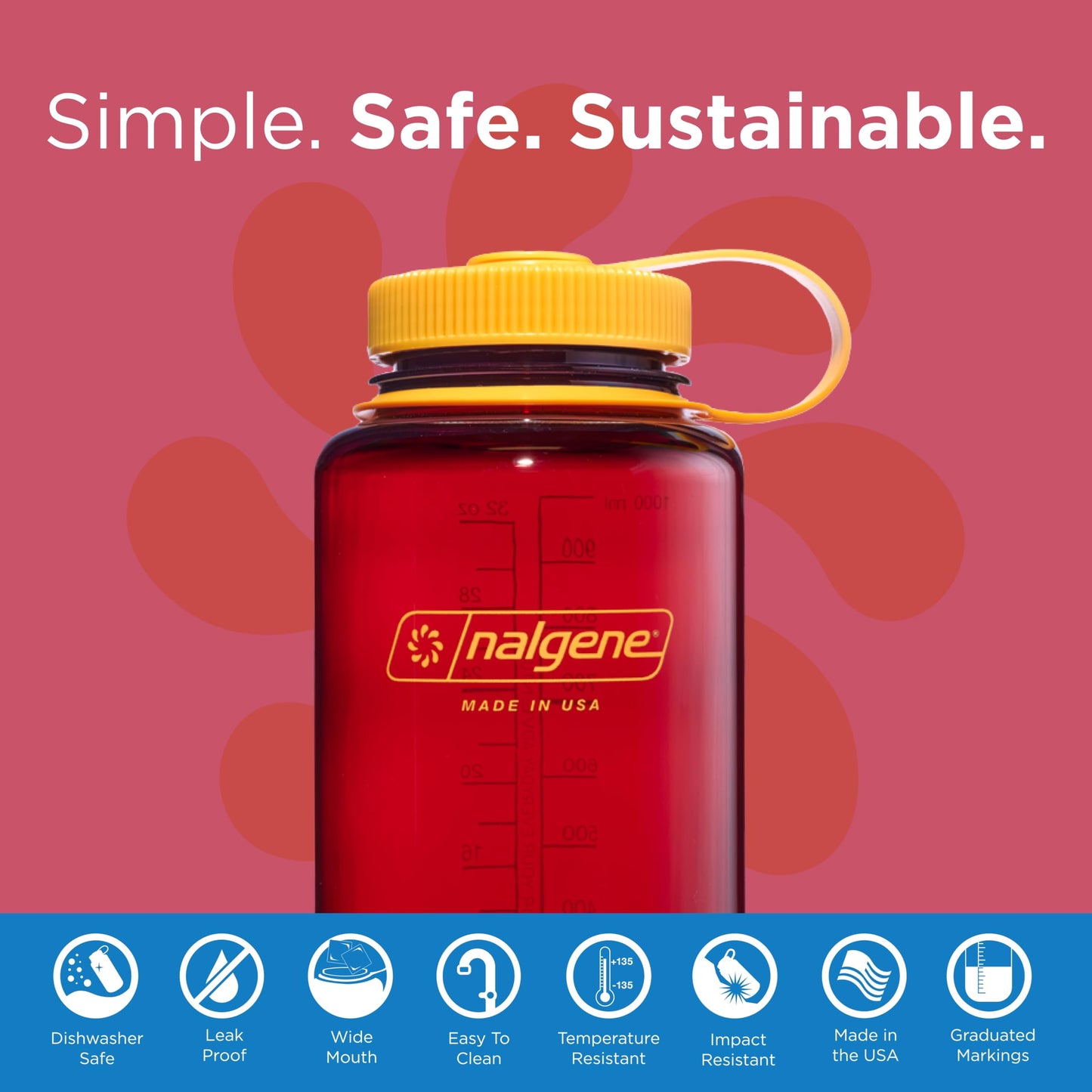 Nalgene Sustain Tritan BPA-Free Water Bottle Made with Material Derived From 50% Plastic Waste (using ISCC certified mass balance), 32 OZ, Wide Mouth - My Store