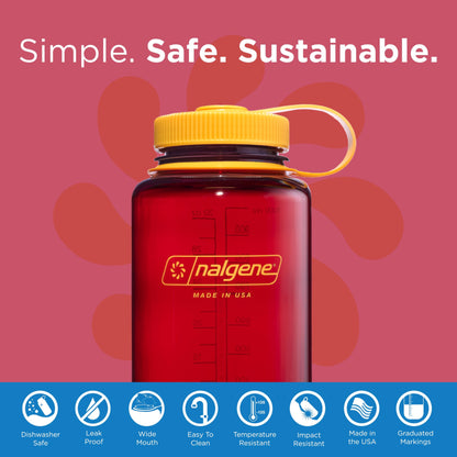 Nalgene Sustain Tritan BPA-Free Water Bottle Made with Material Derived From 50% Plastic Waste (using ISCC certified mass balance), 32 OZ, Wide Mouth - My Store