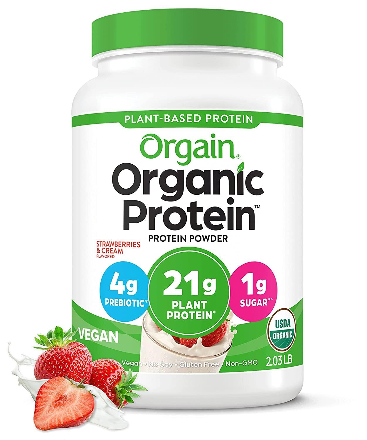 Orgain Organic Vegan Protein Powder, Vanilla Bean - 21g Plant Protein, 4g Prebiotic Fiber, No Lactose Ingredients, No Added Sugar, Non-GMO, For Shakes & Smoothies, 2.03 lb (Packaging May Vary) - My Store