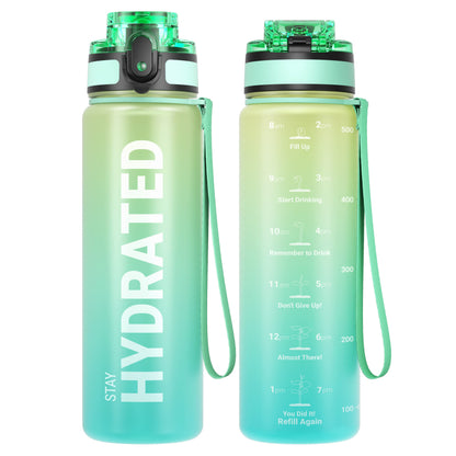 Sahara Sailor Water Bottle, 32/25/17oz Durable and Leakproof Water Bottles Motivational with Time Marker, Tritan, BPA Free, Wide Mouth with Easy Clean Brush for Gym, Travel, School, Office (1 Bottle) - My Store