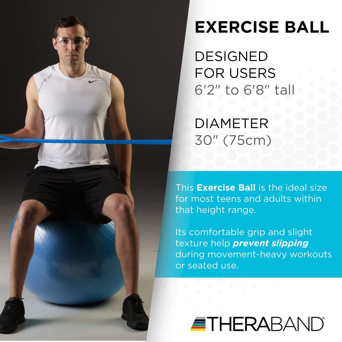 THERABAND Exercise Ball, Stability Ball with 55 cm Diameter for Athletes 5'1" to 5'6" Tall, Standard Fitness Ball for Posture, Balance, Yoga, Pilates, Core, & Rehab, Red - My Store