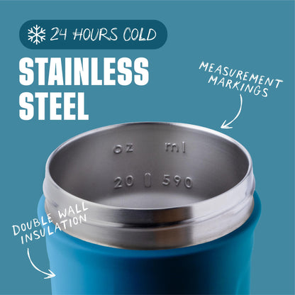 BlenderBottle Strada Shaker Cup Insulated Stainless Steel Water Bottle with Wire Whisk, 24-Ounce, Black - My Store