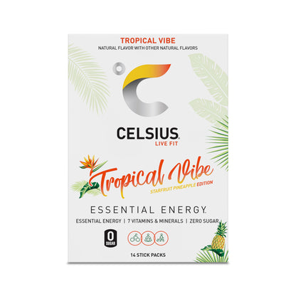 CELSIUS On-the-Go Powder Stick Zero Sugar (14 Sticks per Pack), Orange, 2.60 Oz
