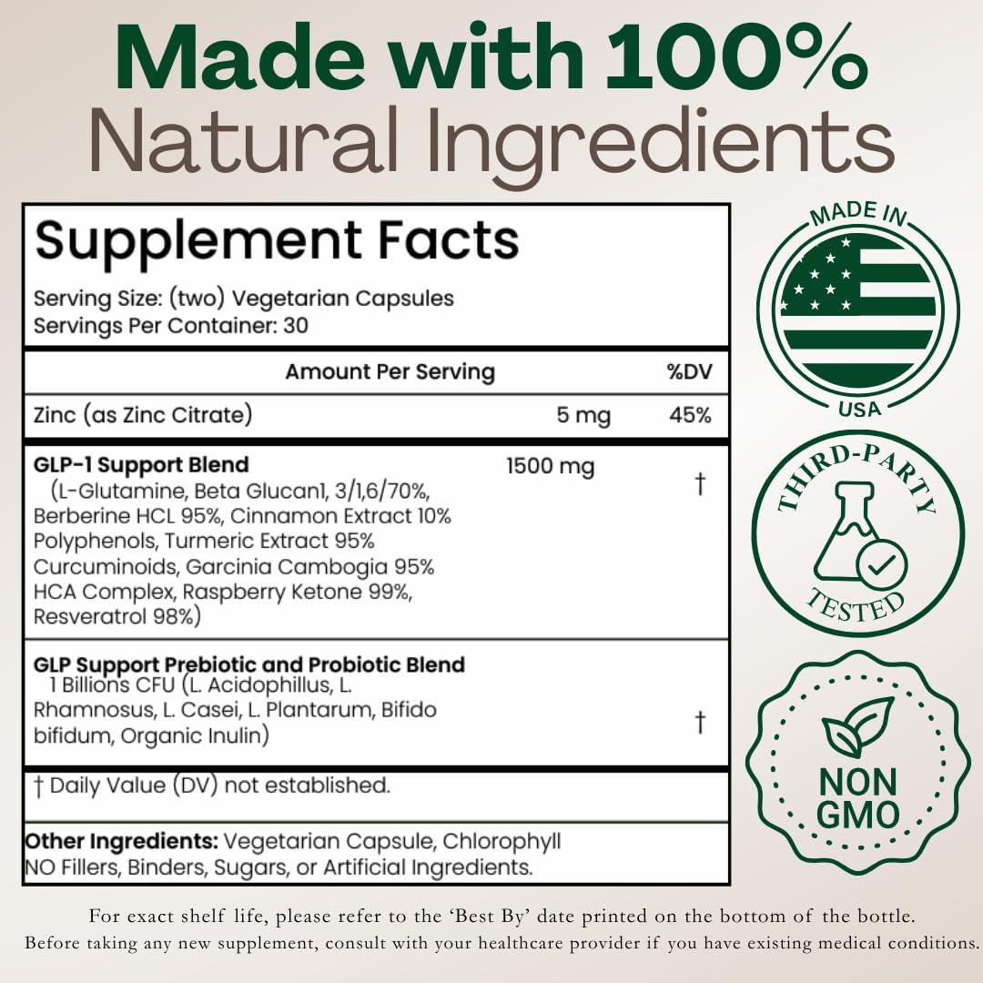 GLP-1 Supplement for Women and Men | Hunger & Metabolism Support - Expert Formulated to Support GLP1 Naturally | Probiotic and Prebiotic (60 Capsules) - My Store