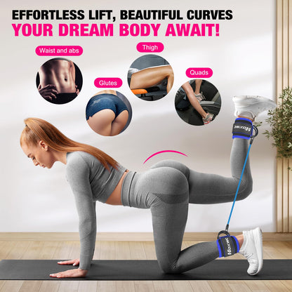Ankle Resistance Bands with Cuffs, Ankle Bands for Working Out, Ankle Resistance Band for Leg, Booty Workout Equipment for Kickbacks Hip Fitness Training, Exercise Bands for Butt Lift Women - My Store