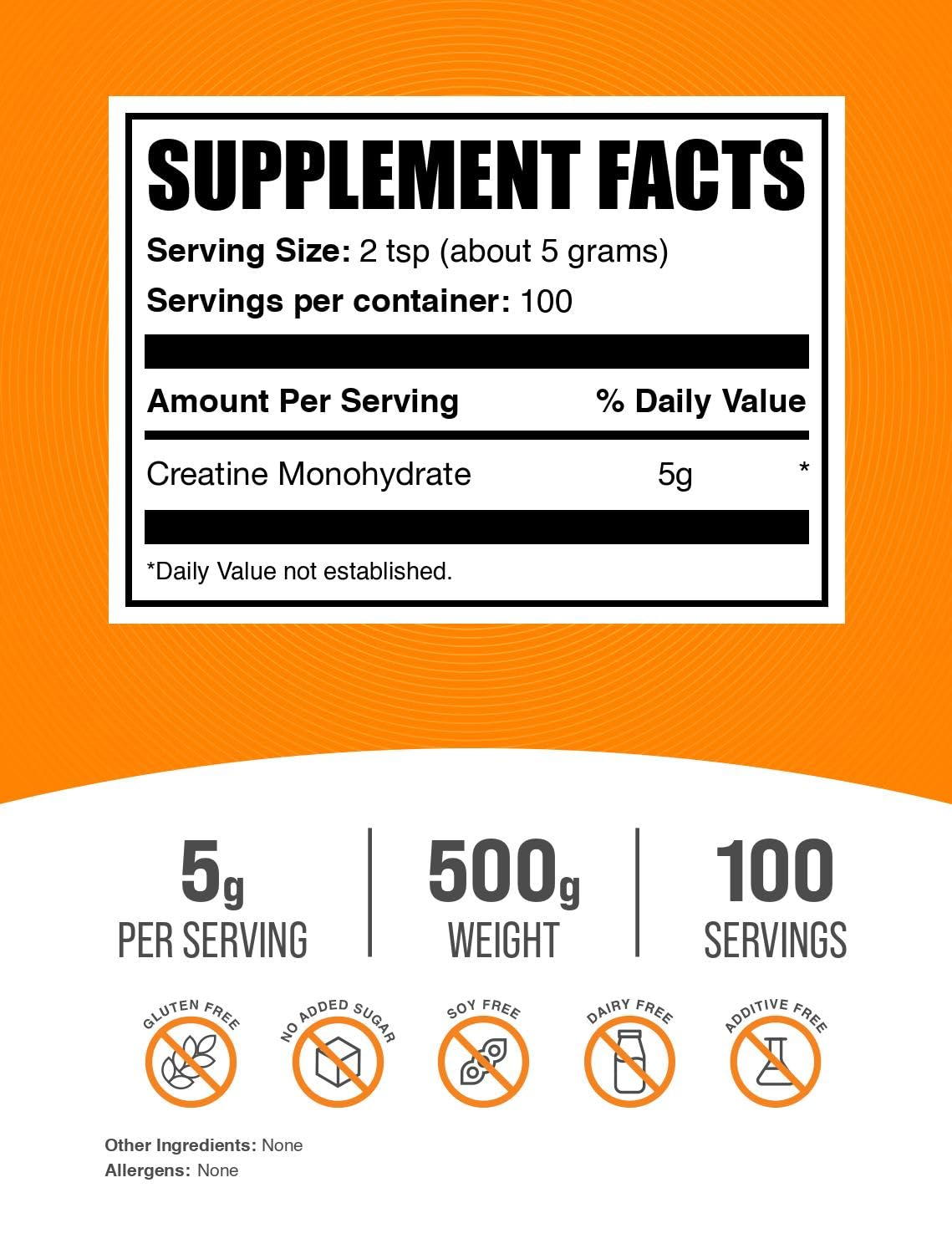 BulkSupplements.com Creatine Monohydrate Powder - Micronized Creatine Powder, Unflavored - Pure & Gluten Free, 5g per Serving, 500g (1.1 lbs) (Pack of 1) - My Store