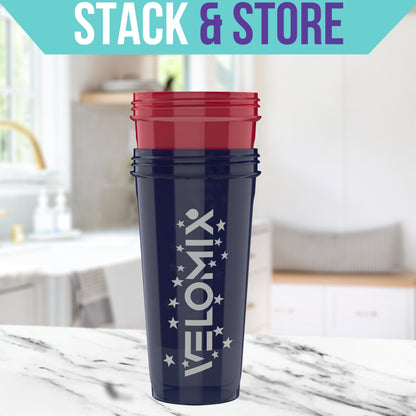 VELOMIX - 2 Pack- 28 oz Protein Shaker Bottles for Protein Mixes - 2x Wire Whisk | Leak Proof Shaker Cups for Protein Shakes | Protein Shaker Bottle Pack (Black/Transparent) - My Store