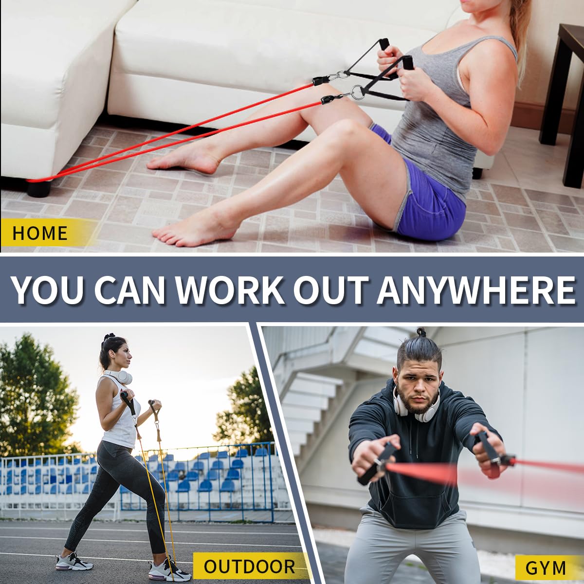 WHATAFIT Resistance Bands, Exercise Bands，Resistance Bands for Working Out, Work Out Bands with Handles for Men and Women Fitness, Strength Training Home Gym Equipment - My Store