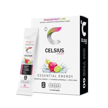 CELSIUS On-the-Go Powder Stick Zero Sugar (14 Sticks per Pack), Orange, 2.60 Oz