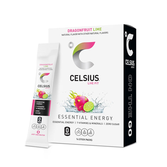 CELSIUS On-the-Go Powder Stick Zero Sugar (14 Sticks per Pack), Orange, 2.60 Oz