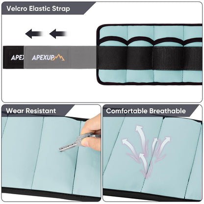 APEXUP 10lbs/Pair Adjustable Ankle Weights for Women and Men, Modularized Leg Weight Straps for Yoga, Walking, Running, Aerobics, Gym