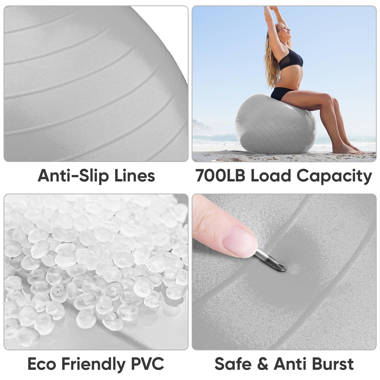 APEXUP Yoga & Pilates Ball - Anti Slip Heavy Duty Gym Ball for Fitness, Balance & Core Workout - My Store