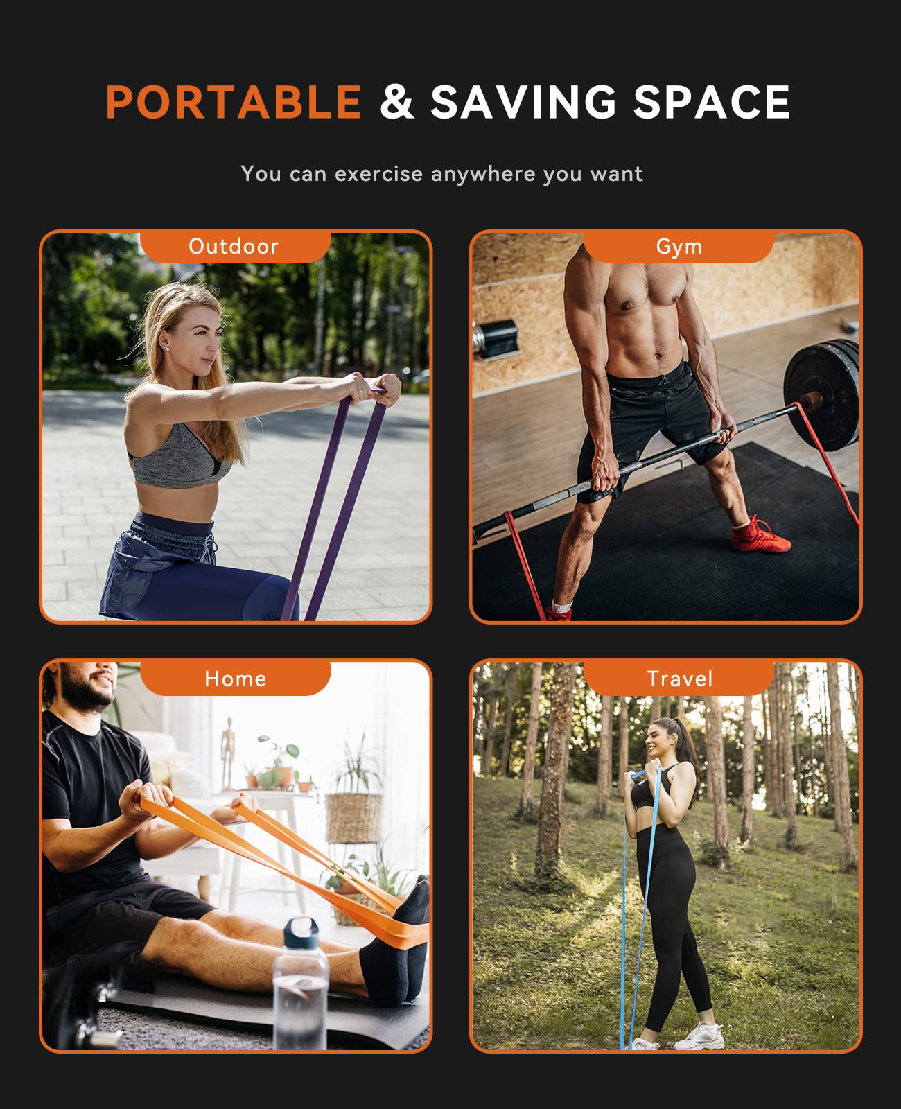 SUNPOW Pull Up Assistance Bands - Set of 5 Resistance Heavy Duty Workout Exercise Stretch Fitness Bands Assist Set for Body, Instruction Guide and Carry Bag Included - My Store