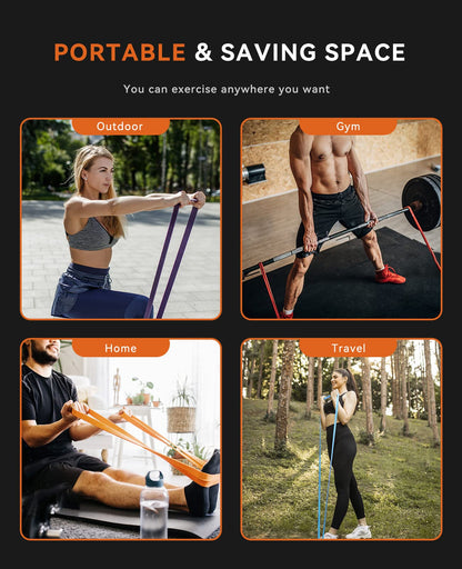 SUNPOW Pull Up Assistance Bands - Set of 5 Resistance Heavy Duty Workout Exercise Stretch Fitness Bands Assist Set for Body, Instruction Guide and Carry Bag Included - My Store