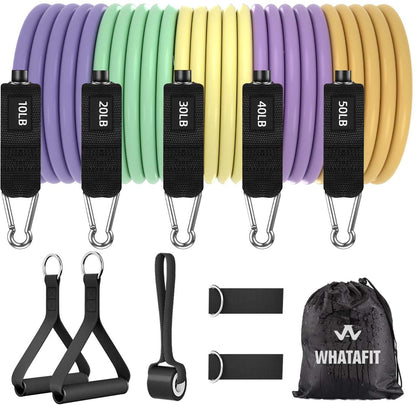 WHATAFIT Resistance Bands, Exercise Bands，Resistance Bands for Working Out, Work Out Bands with Handles for Men and Women Fitness, Strength Training Home Gym Equipment - My Store