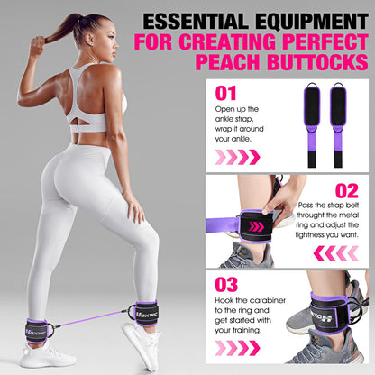 Ankle Resistance Bands with Cuffs, Ankle Bands for Working Out, Ankle Resistance Band for Leg, Booty Workout Equipment for Kickbacks Hip Fitness Training, Exercise Bands for Butt Lift Women - My Store