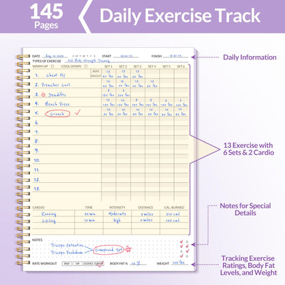 Fitness Journal Workout Planner for Women & Men, A5 (6.4" x 8.3") Workout Journal Log Book Planner Gift for Track Gym Essentials, Home Workouts, Track Progress, Achieve Wellness Goals, Black - My Store