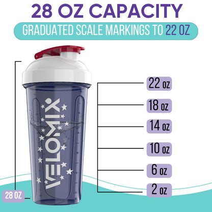 VELOMIX - 2 Pack- 28 oz Protein Shaker Bottles for Protein Mixes - 2x Wire Whisk | Leak Proof Shaker Cups for Protein Shakes | Protein Shaker Bottle Pack (Black/Transparent) - My Store