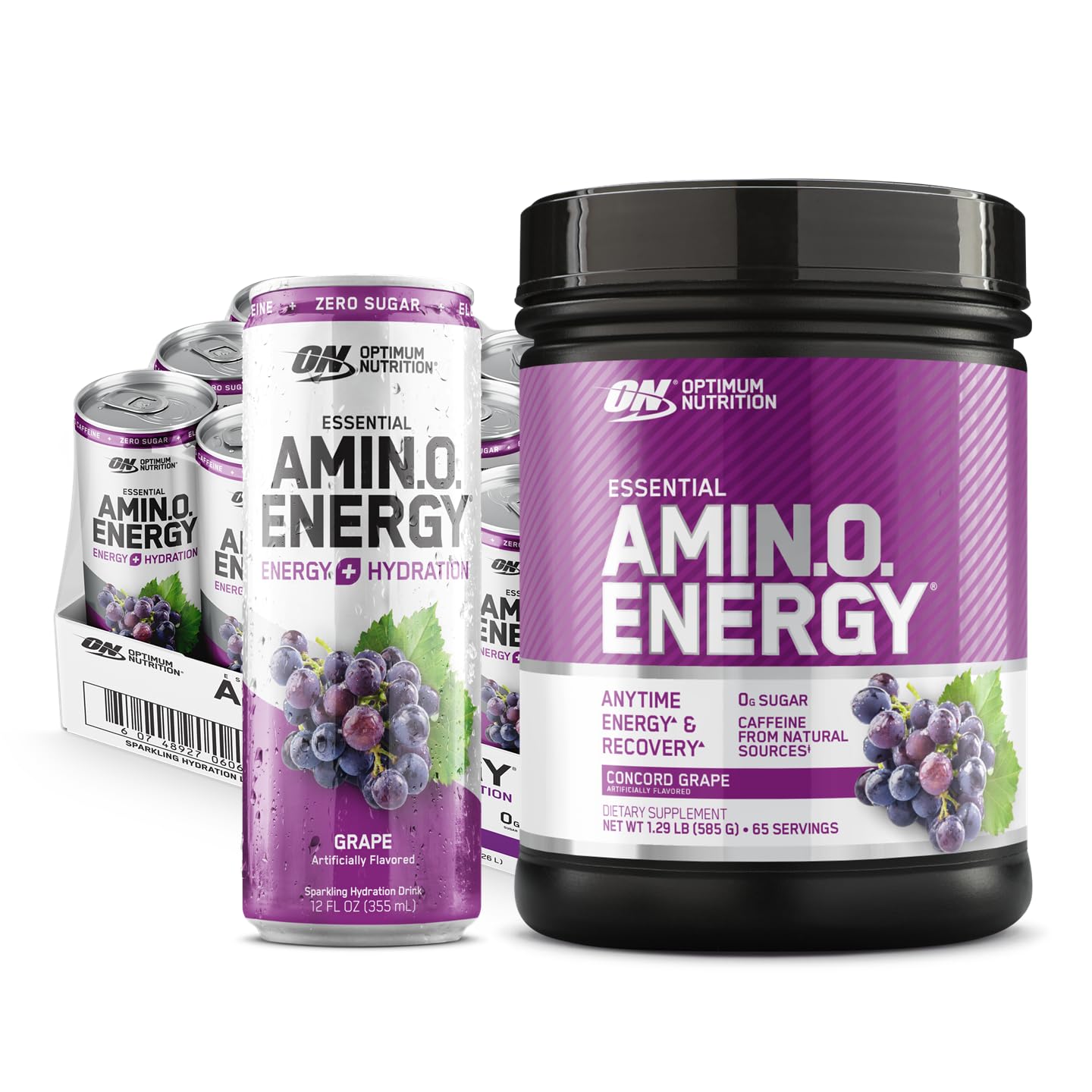 Optimum Nutrition Amino Energy - Pre Workout with Green Tea, BCAA, Amino Acids, Keto Friendly, Green Coffee Extract, Energy Powder - Concord Grape, 65 Servings (Packaging May Vary)