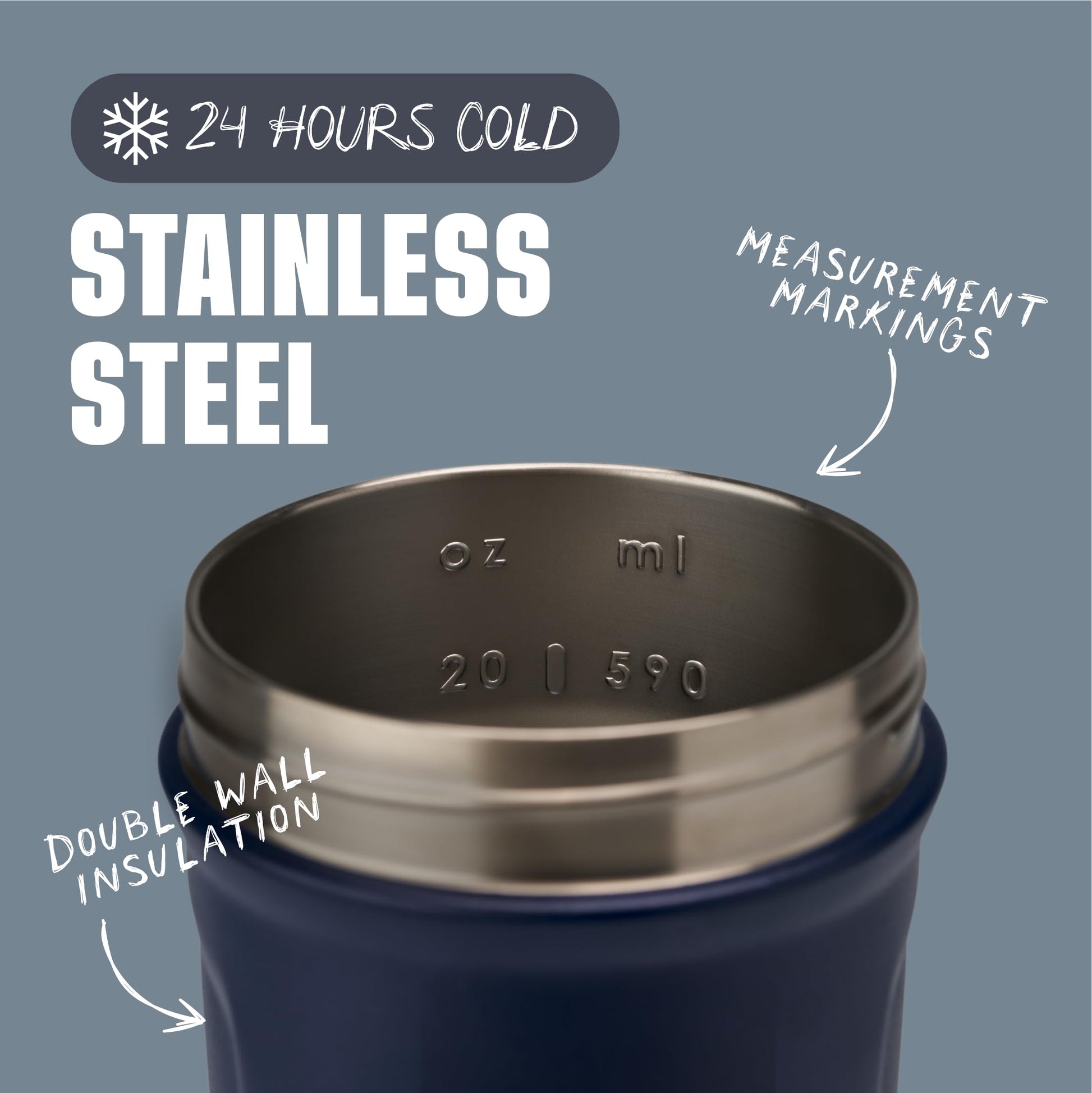 BlenderBottle Strada Shaker Cup Insulated Stainless Steel Water Bottle with Wire Whisk, 24-Ounce, Black - My Store