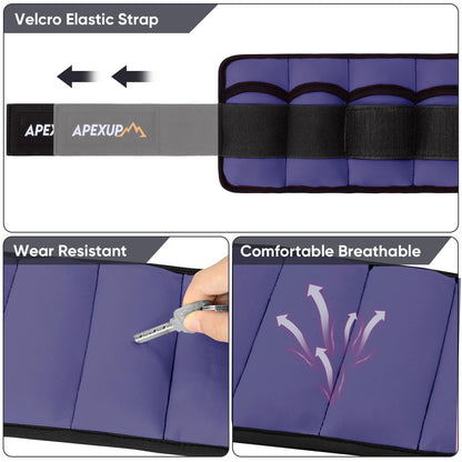 APEXUP 10lbs/Pair Adjustable Ankle Weights for Women and Men, Modularized Leg Weight Straps for Yoga, Walking, Running, Aerobics, Gym