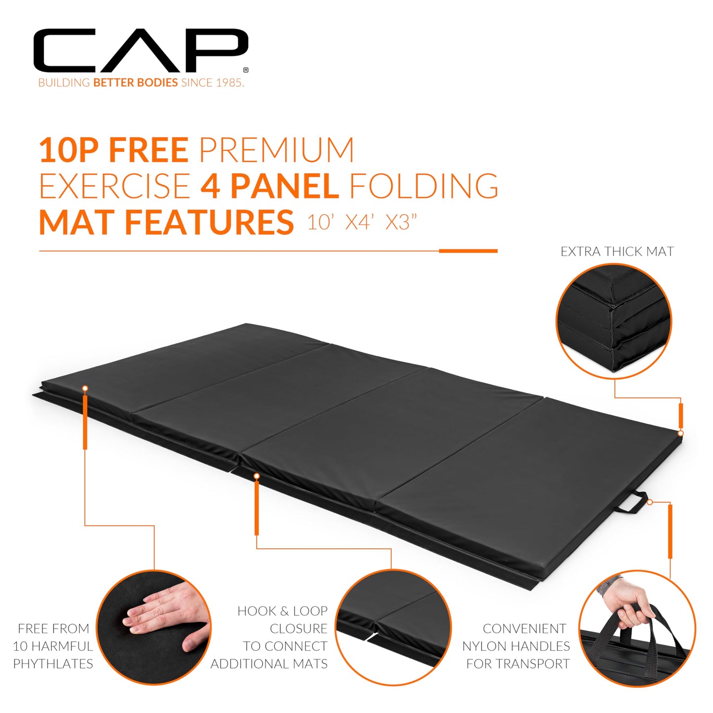 CAP Barbell All Purpose Folding Anti Tear Exercise Training Aerobic Fitness Gym & Gymnastics Balance Mat | Multiple colors
