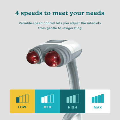 Homedics Back Massager - Heated Automatic Percussion Back, Body and Neck Massager with Dual Pivoting Heads, Interchangeable Nodes, for Shoulders, Legs and Feet, White - My Store