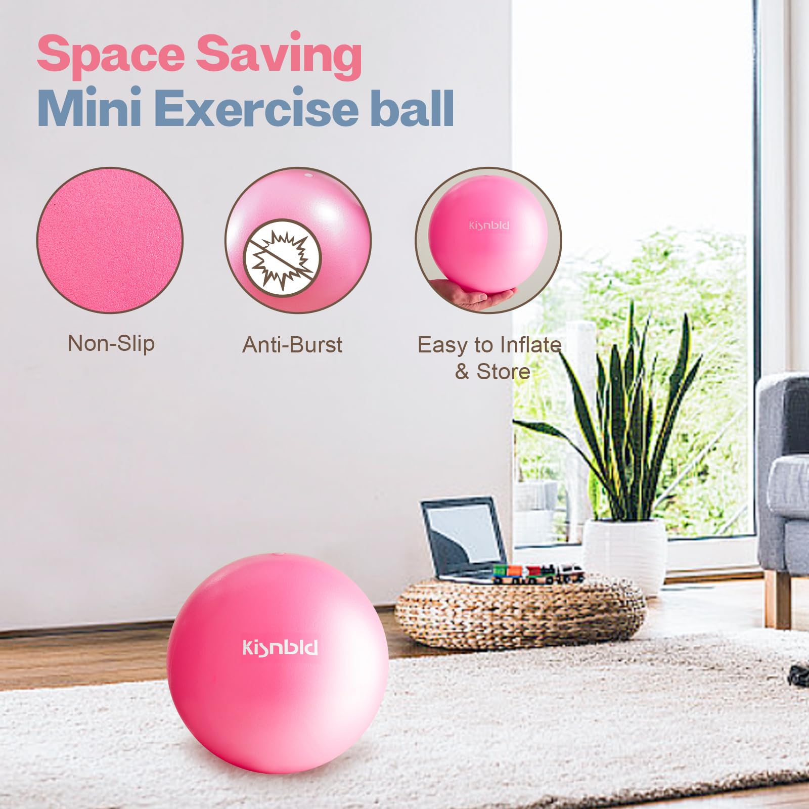Small Exercise Ball, 9 Inch Mini Pilates Ball, Anti Burst and Slip Resistant Mini Yoga Ball for Stability, Fitness, Physical Therapy, Stretching & Core Strength Workout at Home Gym & Office - My Store