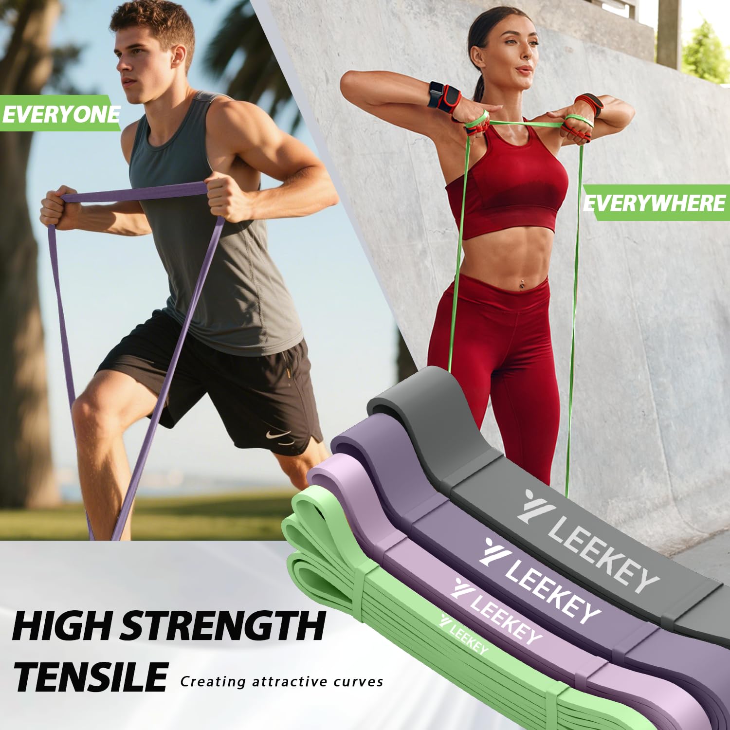 LEEKEY Resistance Bands Set for Pull-Up Assistance & Full-Body Training, Multi-Level Exercise Bands with Bag for Home Workouts, Physical Therapy, Strength Training (Men/Women) - My Store