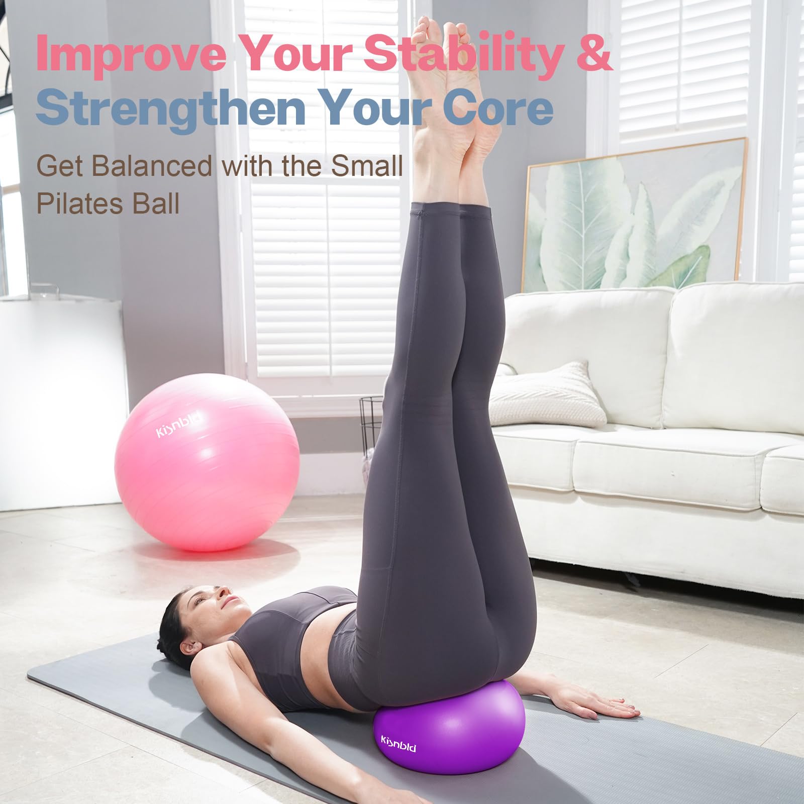 Small Exercise Ball, 9 Inch Mini Pilates Ball, Anti Burst and Slip Resistant Mini Yoga Ball for Stability, Fitness, Physical Therapy, Stretching & Core Strength Workout at Home Gym & Office - My Store