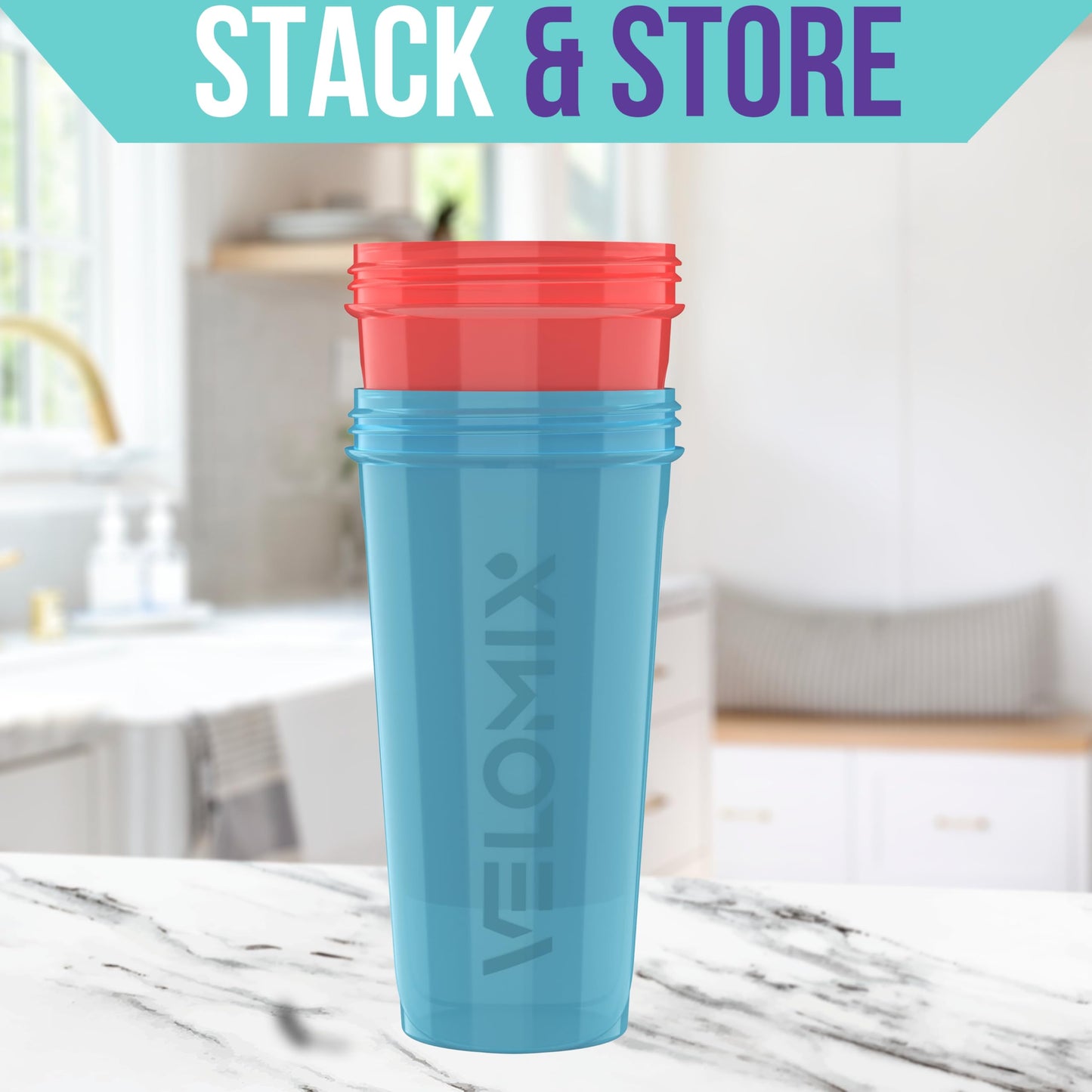 VELOMIX - 2 Pack- 28 oz Protein Shaker Bottles for Protein Mixes - 2x Wire Whisk | Leak Proof Shaker Cups for Protein Shakes | Protein Shaker Bottle Pack (Black/Transparent) - My Store
