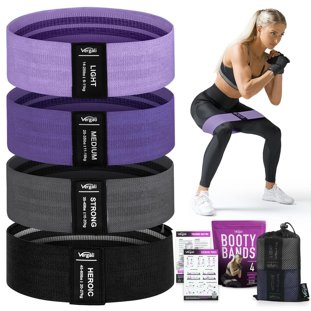 Resistance Bands for Working Out with Workout Bands Guide. 4 Booty Bands for Women Men Fabric Elastic Bands for Exercise Bands Resistance Bands for Legs Bands for Working Out Hip Thigh Glute Bands Set - My Store