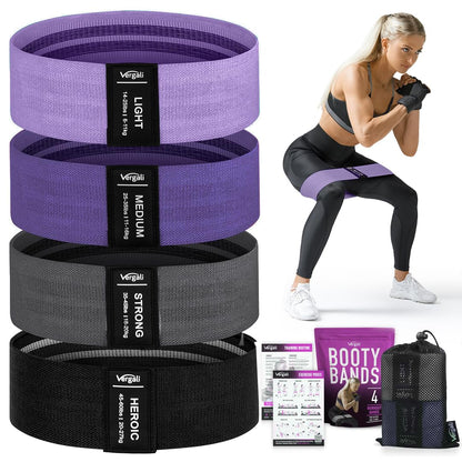 Resistance Bands for Working Out with Workout Bands Guide. 4 Booty Bands for Women Men Fabric Elastic Bands for Exercise Bands Resistance Bands for Legs Bands for Working Out Hip Thigh Glute Bands Set - My Store