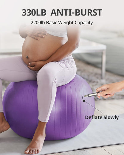 Trideer Extra Thick Yoga Ball Exercise Ball, 5 Sizes Gym Ball, Heavy Duty Ball Chair for Balance, Stability, Pregnancy, Quick Pump Included - My Store